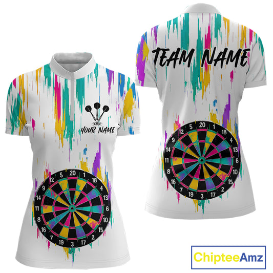 Custom Colorful Grunge Dartboard Darts Jerseys For Women, Darts Team Shirt Personalized NYN1094