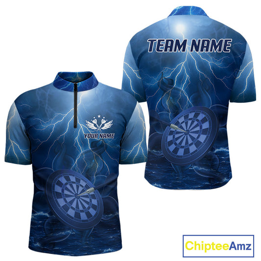 Thunder Dartboard In The Ocean Blue Darts Shirt For Men - Custom Name & Team Jersey NYN0614
