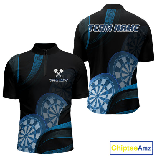 Three Blue-Dartboard 3D Tribal Darts Shirt For Men - Custom Name & Team Jersey NYN0622