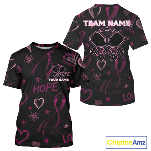 Custom Pink Ribbons Pickleball T-Shirt Personalized Pickleball Outfits For Men NYN1203