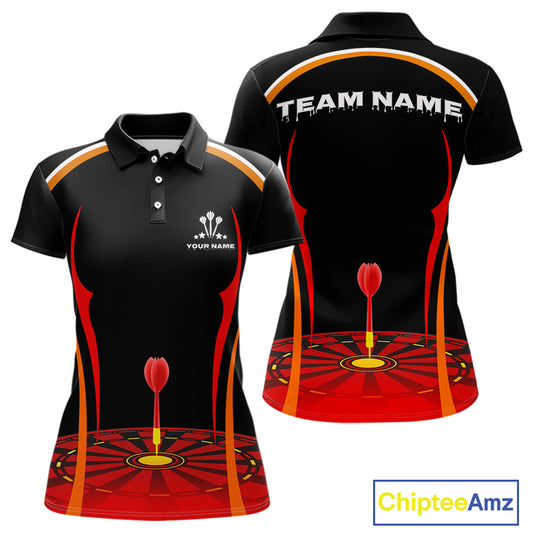 Red Dartboard & Dart Arrow Darts Shirt For Women - Custom Team Name - Darts Jersey NYN0369