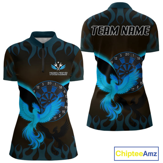 Phoenix Flame Dartboards Women's Darts Shirt - Custom Name & Team Jersey | Opt2 - Turquoise NYN0637