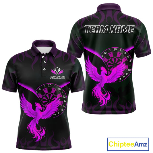 Phoenix Flame Dartboards Men's Darts Shirt - Custom Name & Team Jersey | Opt3 - Purple NYN0638