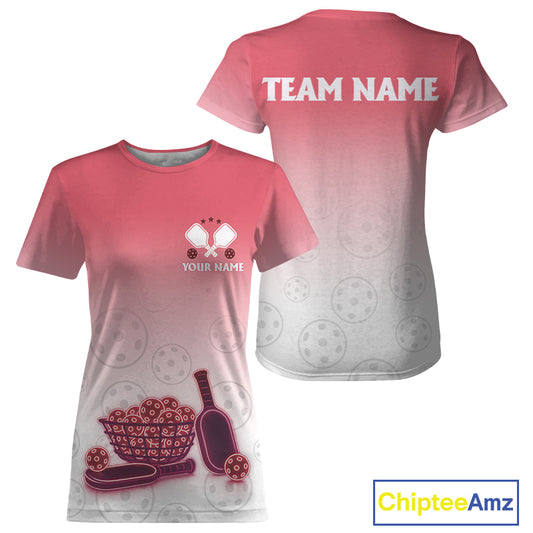 Custom Red Pickleball T-Shirt For Women Pickleball Jerseys With Name Personalized NYN1244