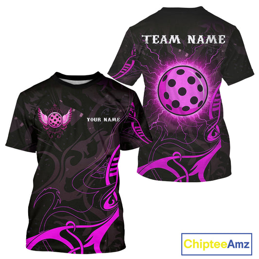 Personalized Pink Pickleball Ball T-Shirt For Men Custom Pickleball Team Jerseys NYN1248