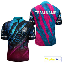 Load image into Gallery viewer, Blue &amp; Pink Claw Scratch Fierce Tiger Darts Shirt For Men - Custom Team Name NYN0377