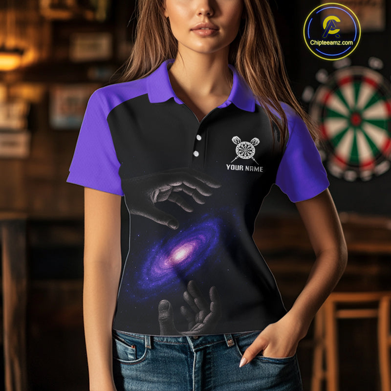Masterful Hand Galaxy Wiomen's Darts Shirt - Custom Name Cosmic Dartboard Jersey NYN0407