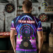 Load image into Gallery viewer, Dark Cat &amp; Neon Electric Men&#39;s Darts Shirt - Custom Name For Dart Players NYN0416