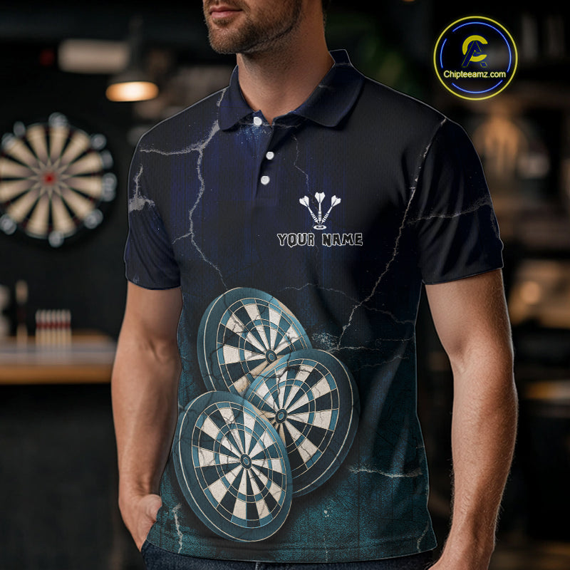 Triple Dartboards Custom Grunge Darts Team Shirt For Men | Opt1 - Blue Turquoise NYN0678