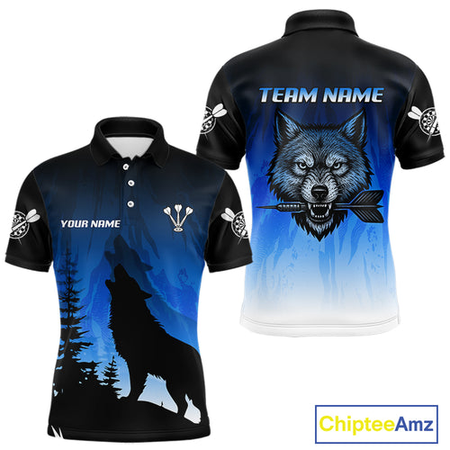 Persionalized Wolf-Head Dart Arrows Blue Dart Shirt For Men, Dart Team Jerseys NYN0112