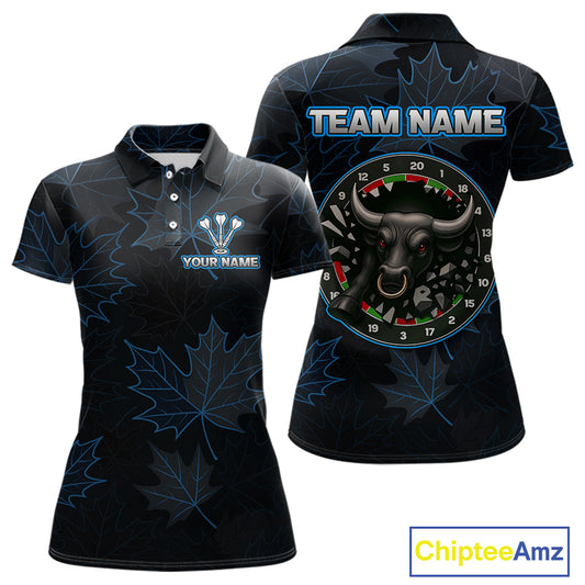 Floral Fury Bull Dartboard - Women's Blue Darts Shirt - Custom Name For Players NYN0487