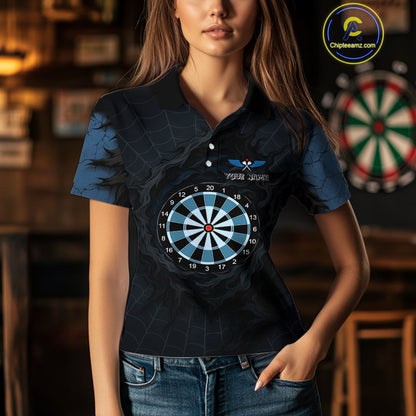 Dark Spiral Web Dartboards Women's Darts Team Shirt - Custom Name For Darts Jersey NYN0496