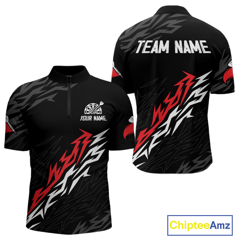 Men's Custom Dart Shirts With Red - White Streaks And Dartboard, Team Jerseys NYN0250