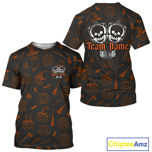Custom Funny Halloween Pickleball T-Shirt For Men Outfits Halloween Pickleball Jerseys NYN1004