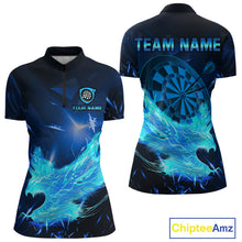 Load image into Gallery viewer, Blue-Lightning Eagle Dartboard Women's Darts 1/4 Zip Shirt Custom Name For Darts Jersey NYN0735
