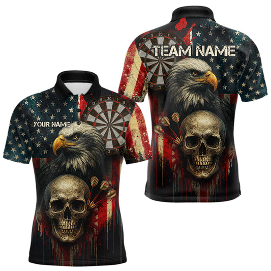 Personalized US Flag & Eagle Grunge Patriotic Darts Shirt For Men, Darts Team Shirt NYN1095