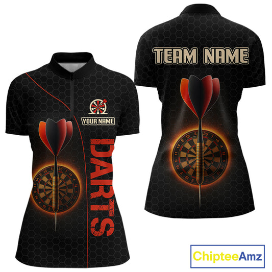 Red Flaming Dartboard & Dart Arrow Darts Shirt For Women - Custom Team Jersey NYN0584