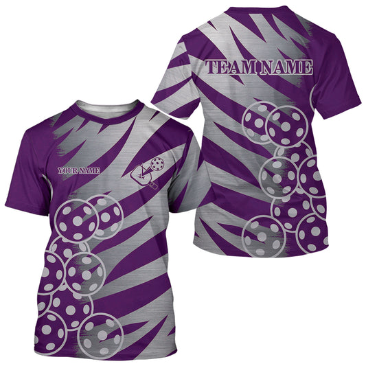 Custom Pickleball T-Shirt For Men Personalized Purple Outfit Pickleball Team Shirt NYN1199