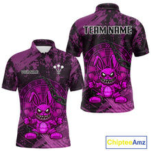 Load image into Gallery viewer, Crazy Rabbit Dartboard Arrows Grunge Darts Shirt For Men - Custom Name &amp; Team | Opt3 - Purple NYN0630