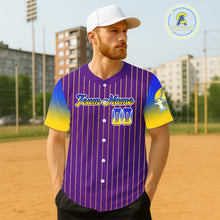 Load image into Gallery viewer, Custom Purple Pinstripe Button Up Baseball Shirt For Men Classic Youth Baseball Jerseys NYN0813