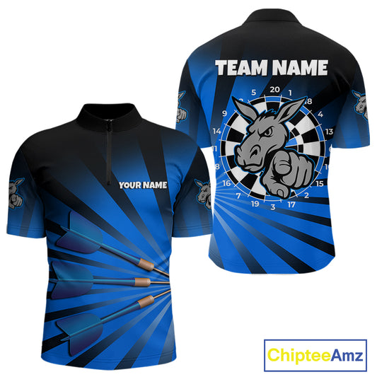 Goat Dartboard & Dart Arrow Funny Darts Shirt For Men Custom Name & Team | Opt1 - Blue NYN0670