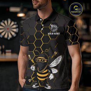 Bee Human And Dart Arrows Funny Darts Shirt For Men - Custom Name & Team Jersey NYN0669