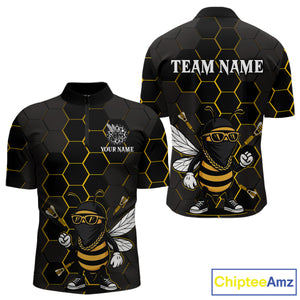 Bee Human And Dart Arrows Funny Darts Shirt For Men - Custom Name & Team Jersey NYN0669