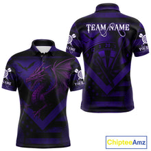 Load image into Gallery viewer, Custom Purple Grunge Dragon Dartboard Dart Polo Shirt For Men Outfit Dart Team Jersey NYN1364