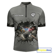Load image into Gallery viewer, Funny Tornado Grey Billiard Ball Shirt For Men Personalized Thunder 8 Ball Pool Team Jersey NYN2985