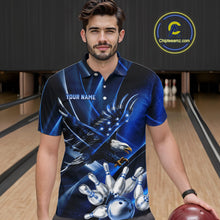 Load image into Gallery viewer, Blue Galaxy Eagle Bowling Shirt For Men Custom Polo Quarter-Zip Bowling Team Jersey NYN3680