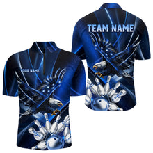 Load image into Gallery viewer, Blue Galaxy Eagle Bowling Shirt For Men Custom Polo Quarter-Zip Bowling Team Jersey NYN3680