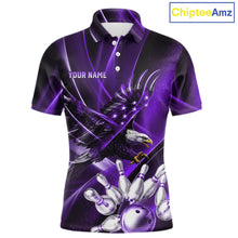 Load image into Gallery viewer, Purple Galaxy Eagle Bowling Shirt For Men Custom Polo Quarter-Zip Bowling Team Jersey NYN3681