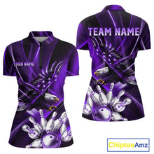 Load image into Gallery viewer, Purple Galaxy Eagle Bowling Shirt For Women Custom Polo Quarter-Zip Bowling Team Jersey NYN3681