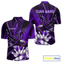 Load image into Gallery viewer, Purple Galaxy Eagle Bowling Shirt For Men Custom Polo Quarter-Zip Bowling Team Jersey NYN3681