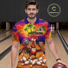 Load image into Gallery viewer, Funny Colorful Rooster Bowling Jerseys For Men Custom Summer Bowling Shirt Team Attire NYN3183