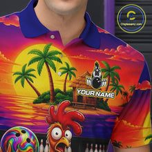 Load image into Gallery viewer, Funny Colorful Rooster Bowling Jerseys For Men Custom Summer Bowling Shirt Team Attire NYN3183