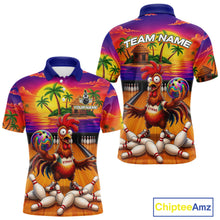 Load image into Gallery viewer, Funny Colorful Rooster Bowling Jerseys For Men Custom Summer Bowling Shirt Team Attire NYN3183