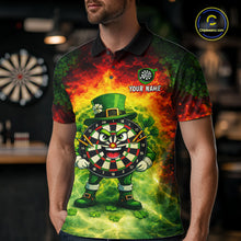 Load image into Gallery viewer, Funny Shamrock Dartboard &amp; Arrow Men Darts Polo Shirt Custom St Patrick's Day Dart League Shirt NYN2650