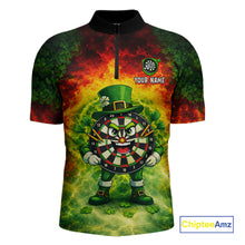 Load image into Gallery viewer, Funny Shamrock Dartboard &amp; Arrow Men Darts Polo Shirt Custom St Patrick's Day Dart League Shirt NYN2650