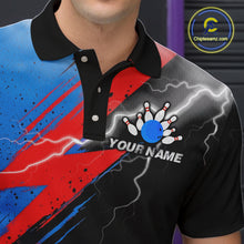 Load image into Gallery viewer, Thunder Lightning Bowling Polo 1/4-Zip Shirts For Men Custom Blue Smokes Team Bowling Jerseys NYN3453