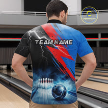 Load image into Gallery viewer, Thunder Lightning Bowling Polo 1/4-Zip Shirts For Men Custom Blue Smokes Team Bowling Jerseys NYN3453