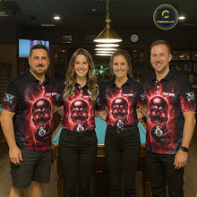 Load image into Gallery viewer, Red Flames Skull Hoding 8 Ball Pool Women Polo &amp; 1/4-Zip Shirt Custom Billiards Ball Jerseys NYN2428