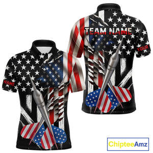 Custom USA Flag Dart Arrow Dart Men Polo Shirt Grunge Patriotic Dart Team Jerseys NYN1627