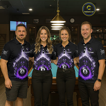 Custom Horror Wolfs Black Purple Smokes Pool 8 Ball Women's Billiard Team Shirt Billiard Attire NYN2667