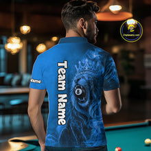 Load image into Gallery viewer, Personalized Blue Grunge Smoke Crown Lion 8 Ball Pool Billiard Shirts For Men Billiard Attire Gifts NYN2827