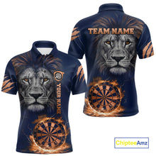 Load image into Gallery viewer, Custom Fire Flame Orange Dartboard  Funny Lion Men Dart Jerseys Outfits Dart Polo &amp; 1/4-Zip Shirt NYN3033