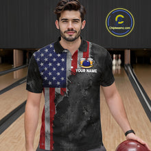 Load image into Gallery viewer, American Flag Grunge Patriotic Bowling Shirt For Men Custom Funny Beer Bowling Tournament Jersey NYN3748
