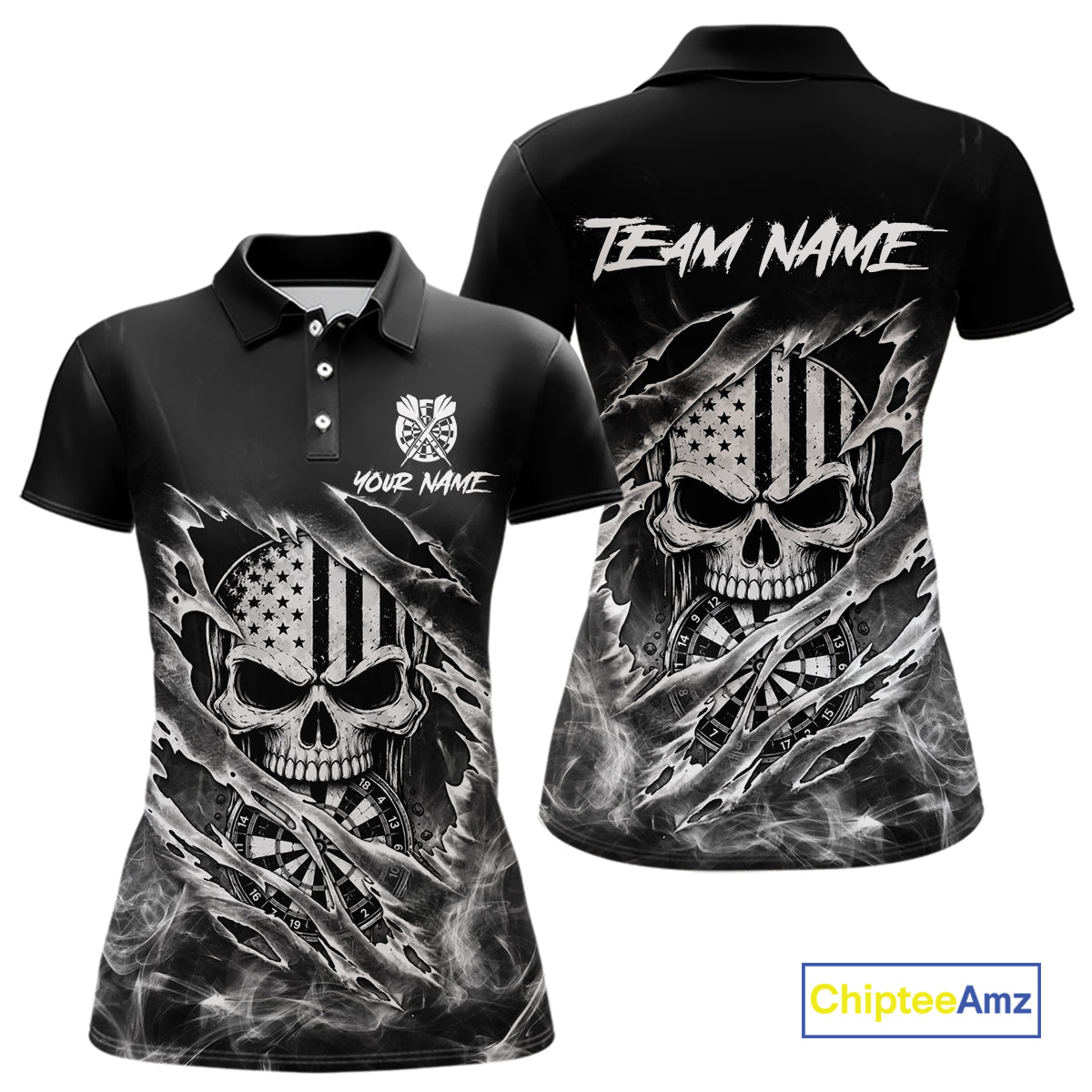 White Smokes Torn Dart Shirt Custom US Flag Skull Darts Team Outfits For Women, Darts Gifts NYN4073