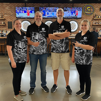 White Smokes Torn Dart Shirt Custom US Flag Skull Darts Team Outfits For Women, Darts Gifts NYN4073