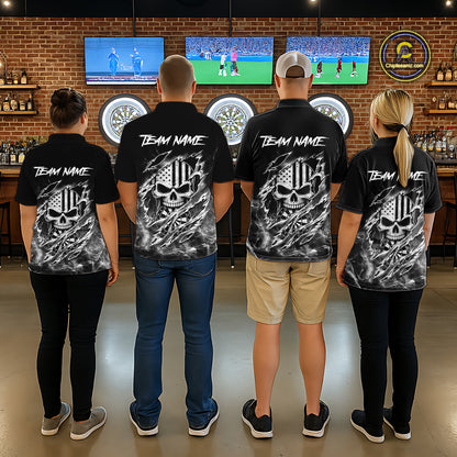 White Smokes Torn Dart Shirt Custom US Flag Skull Darts Team Outfits For Women, Darts Gifts NYN4073